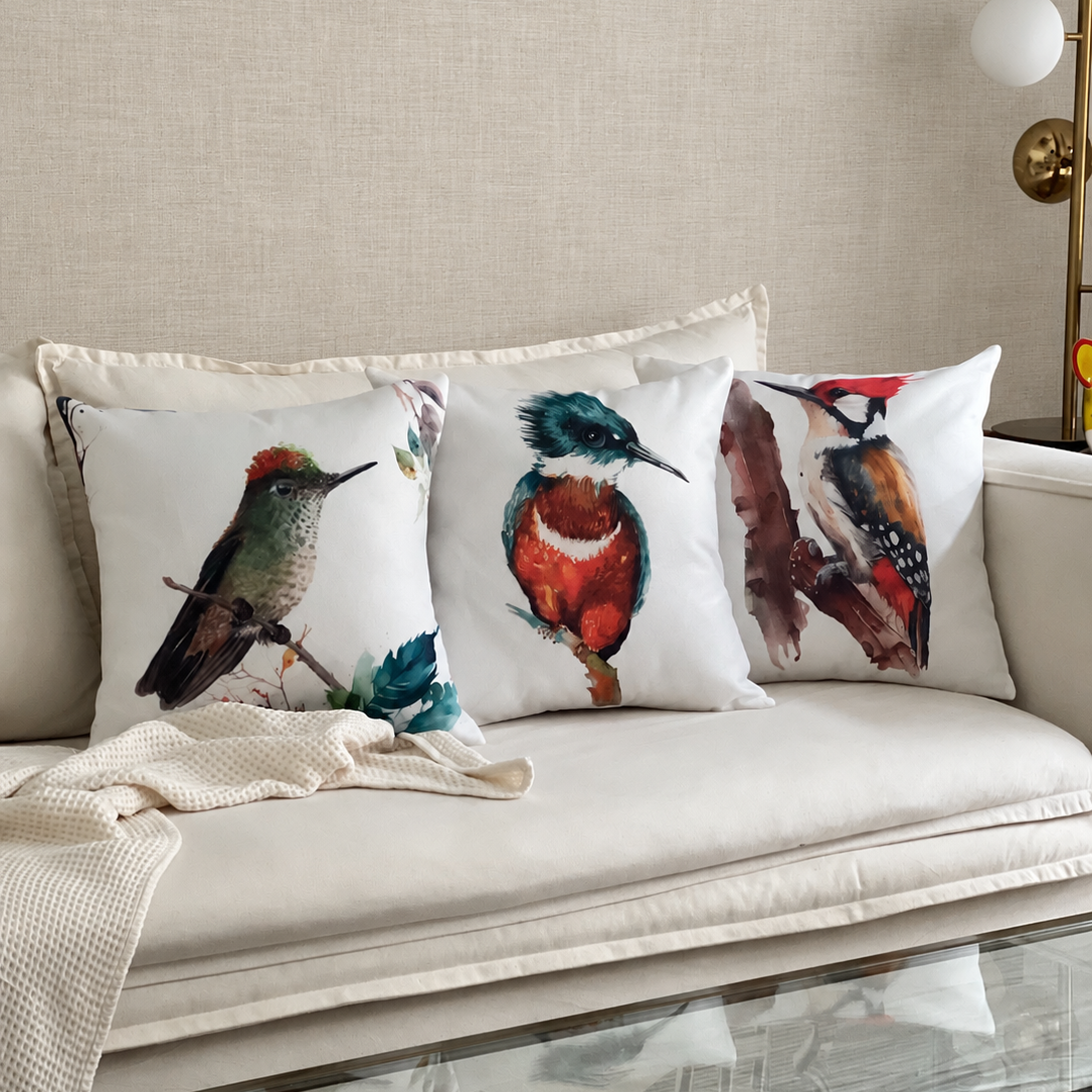 SET 3 FUNDAS ESTAMPADAS - AVES DEL BOSQUE + CUENTA GRATIS