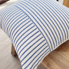 Funda de Cojín Natural Lino Listado Liso Azul 45x45cms