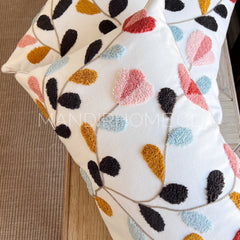 Funda de Cojín Bordado Hojitas Colores Rectangular 50x30cms