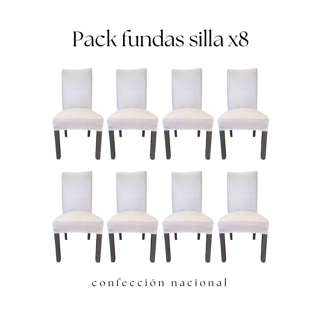Pack 8 Fundas de Silla Blanco/ Confección Nacional