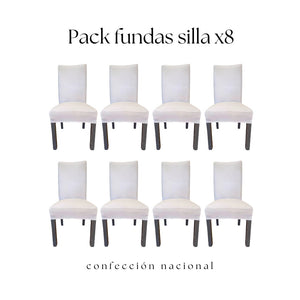 Pack 8 Fundas de Silla Blanco/ Confección Nacional
