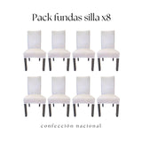 Pack 8 Fundas de Silla Blanco/ Confección Nacional