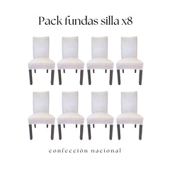 Pack 8 Fundas de Silla Blanco/ Confección Nacional