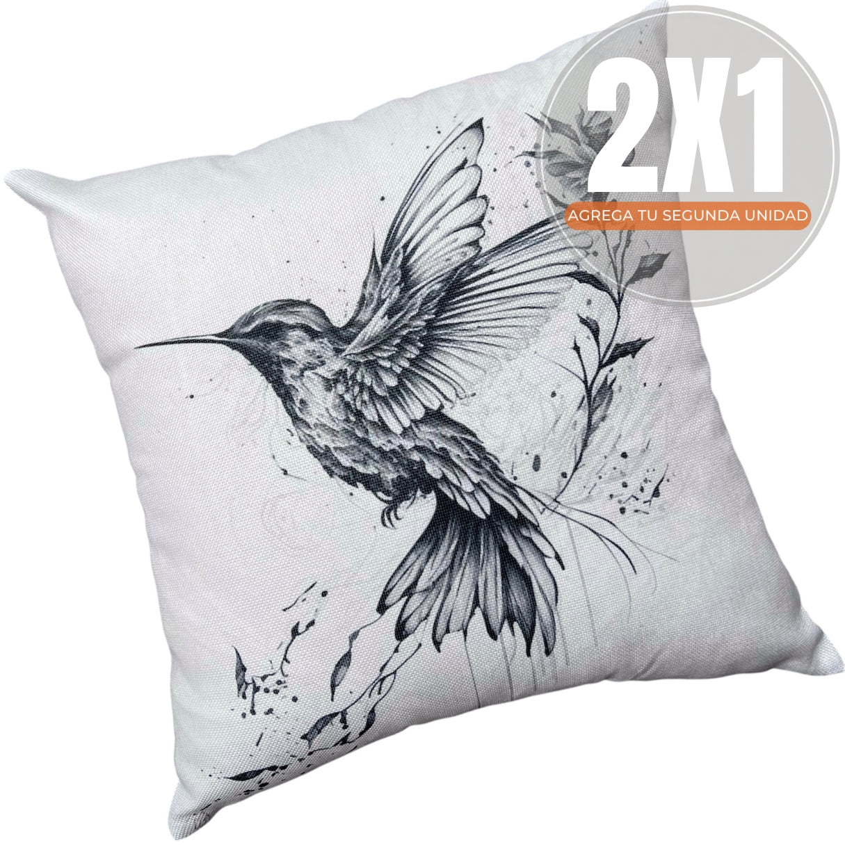 Fundas de Cojín Estampadas Colibrí Grafito Interior y Exterior | Mandir Home