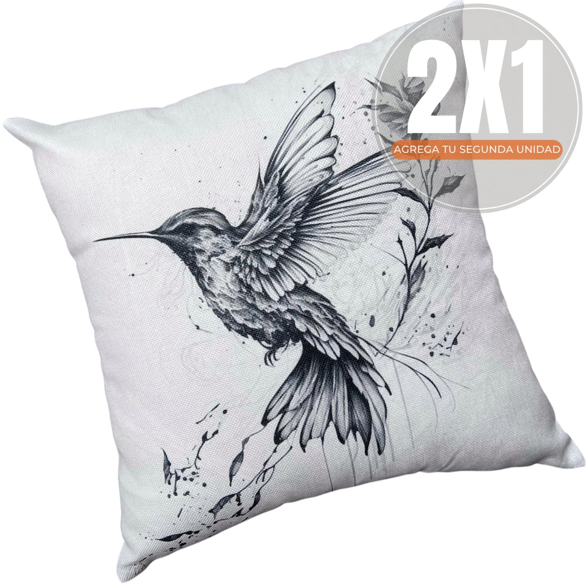 Fundas de Cojín Estampadas Colibrí Grafito Interior y Exterior | Mandir Home