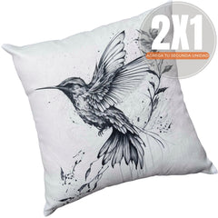 Fundas de Cojín Estampadas Colibrí Grafito Interior y Exterior | Mandir Home