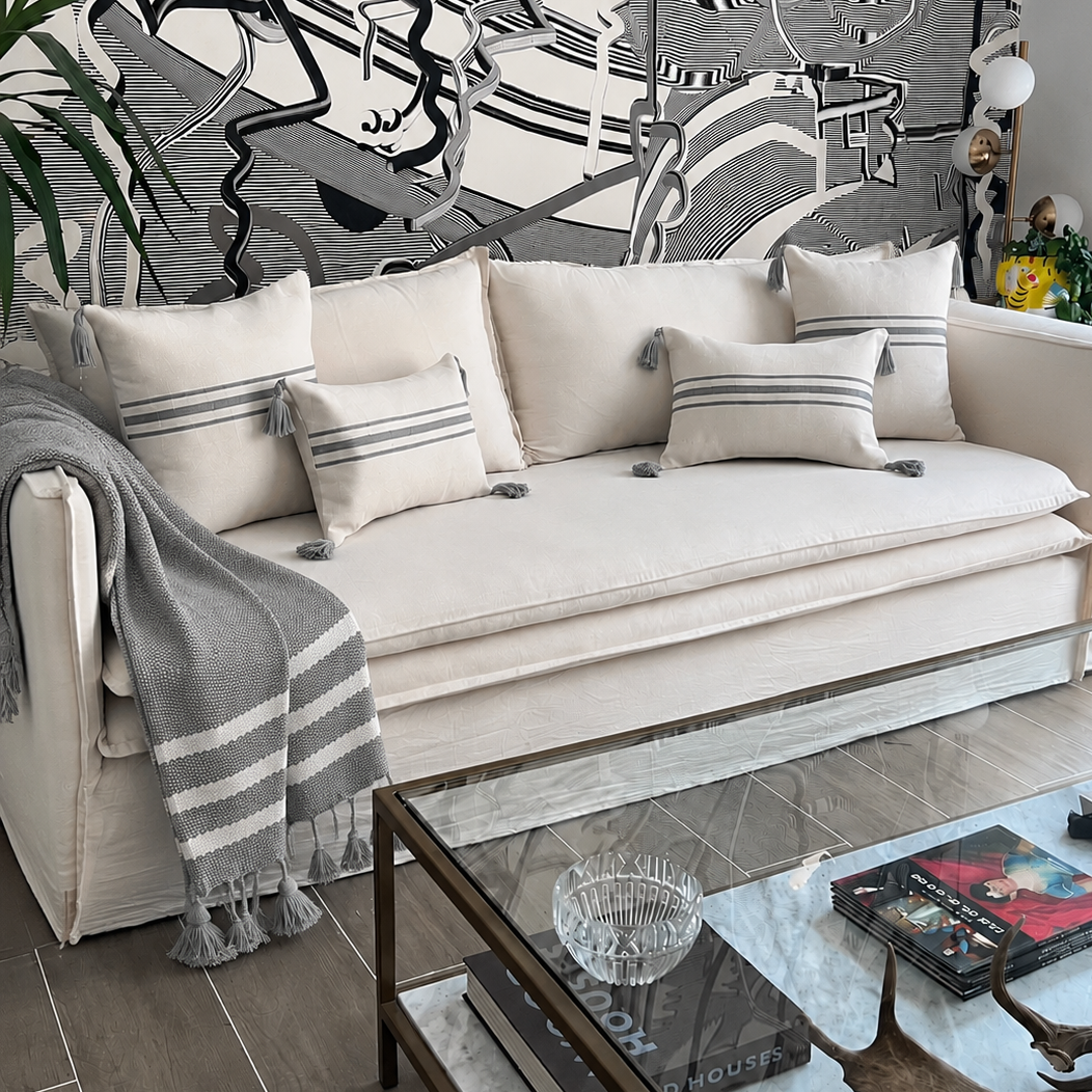 Manta Marsella Gris Algodón 210x70cms
