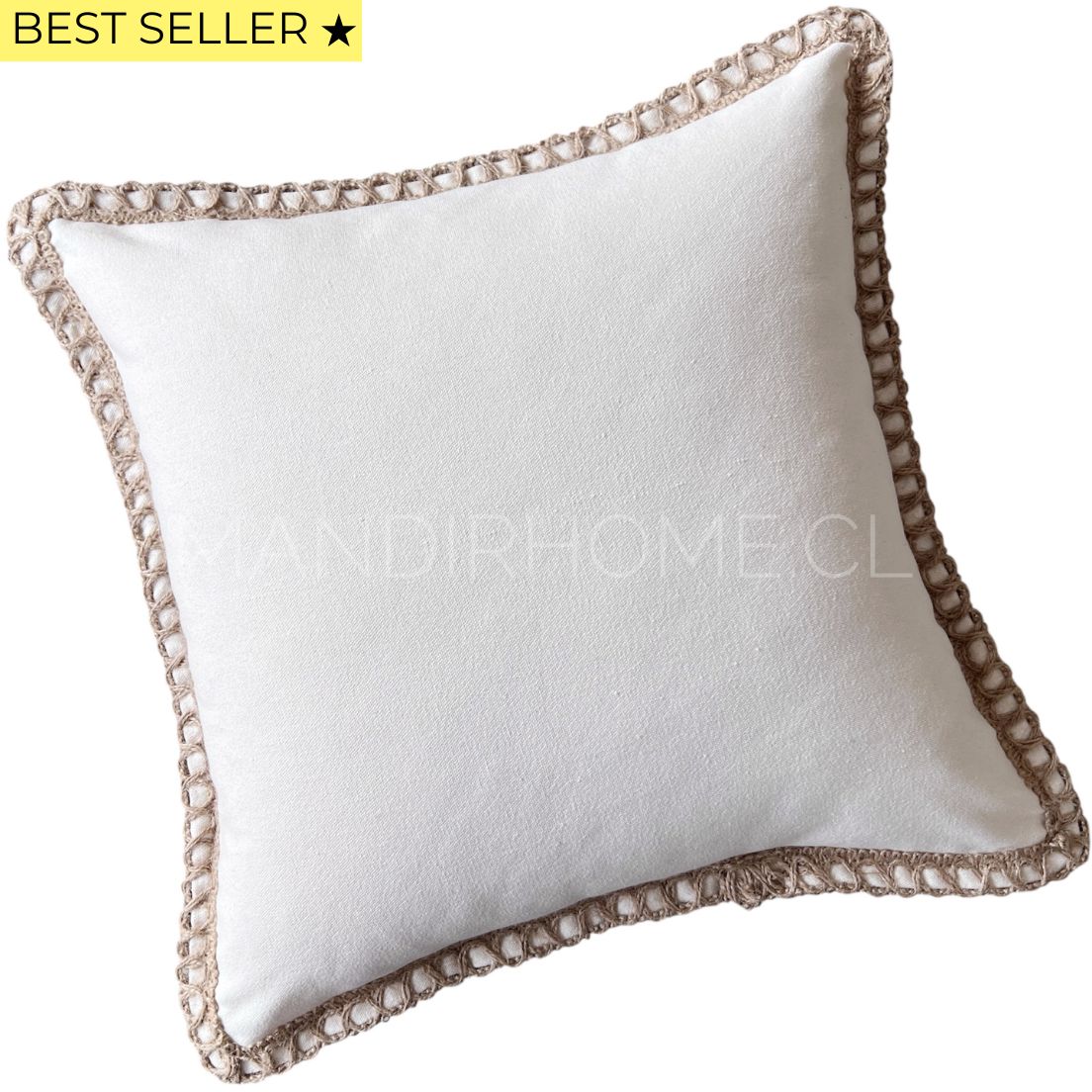 Funda de Cojín Natural Rústico Lino Yute Cuadrada