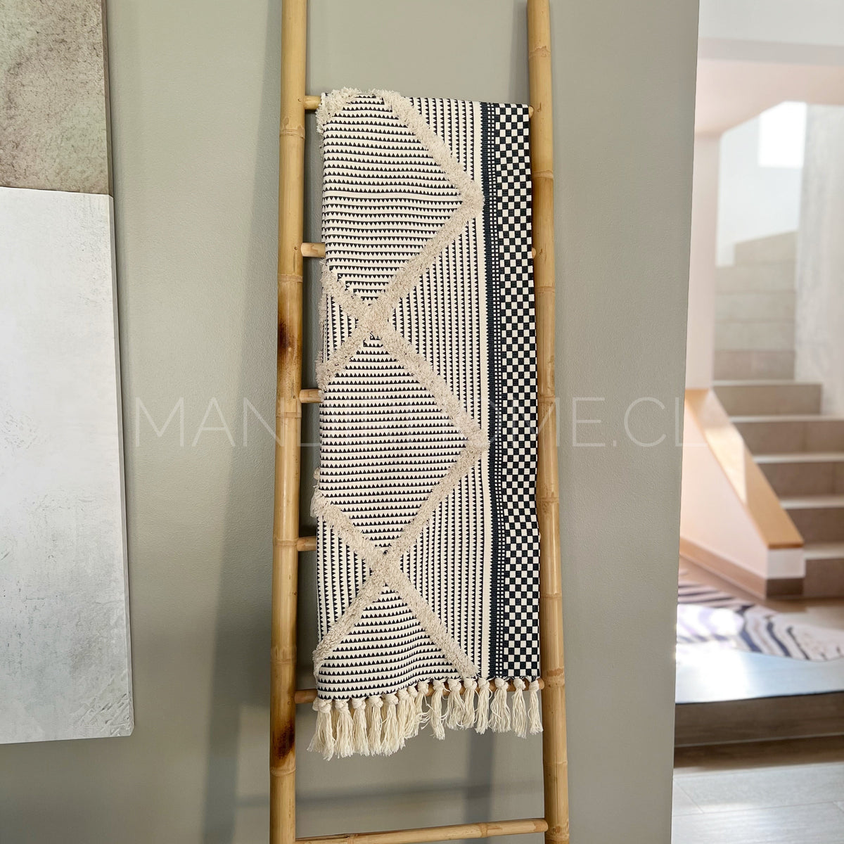 Textil Decorativo Piecera Antonia/ Alfombra Estampado Kelim Negro