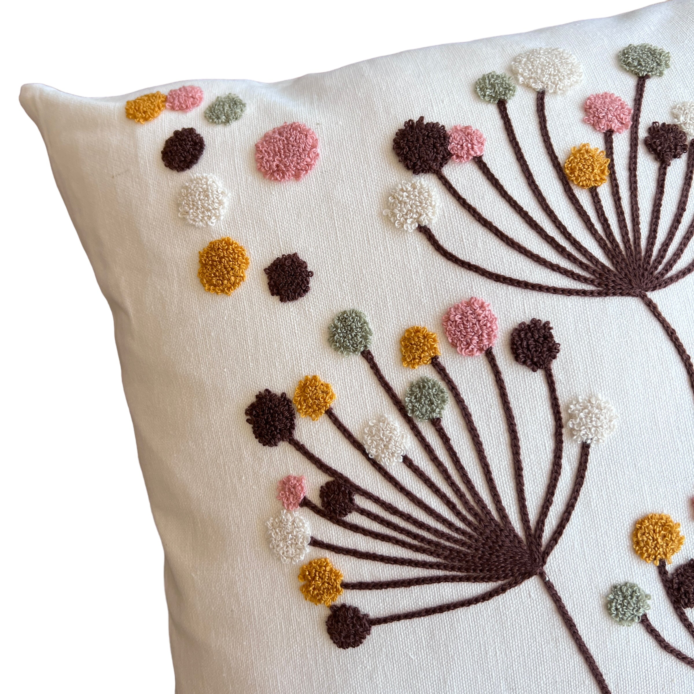Funda de Cojín Bordado Ramitas Tierra 2.0