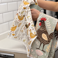 Set 2 Paños Cocina Gallinas Microfibra