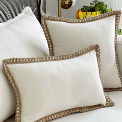 Funda de Cojín Natural Rústico Lino Yute Rectangular