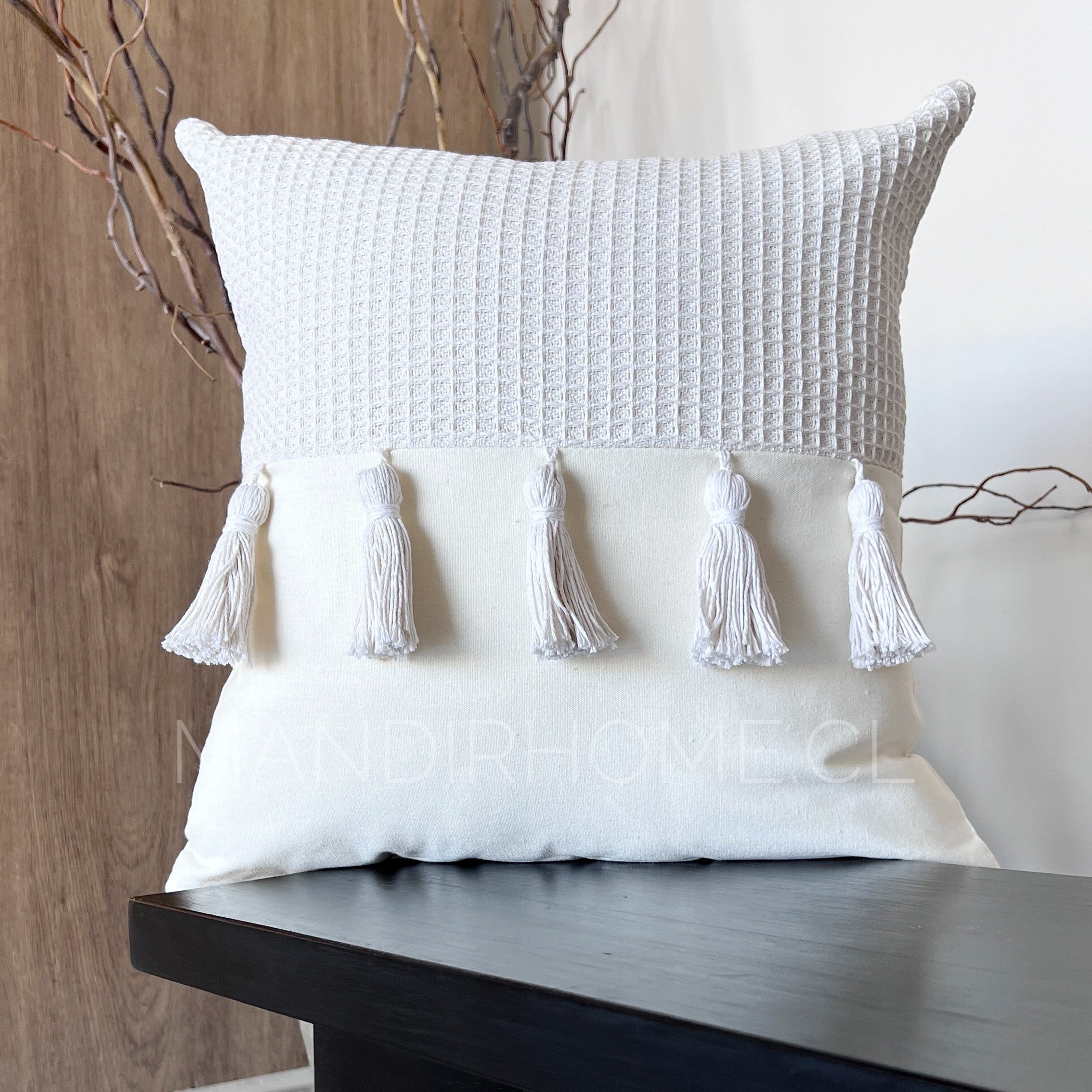 Funda de Cojín Waffle Crudo Cuadrada