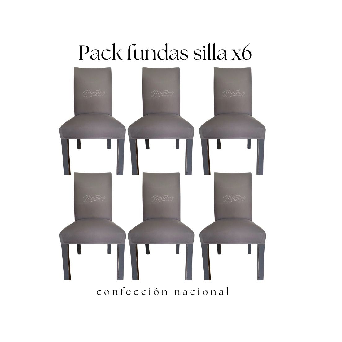 Pack 6 Fundas de Silla Gris/ Confección Nacional