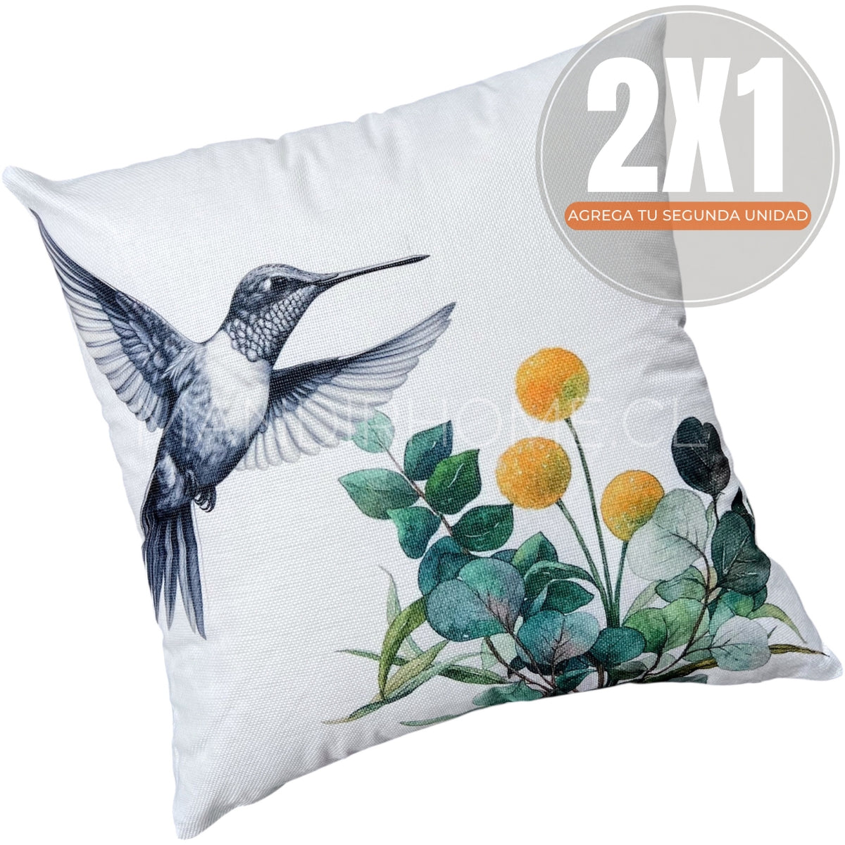 Fundas de Cojín Estampadas Colibrí Grafito Color Interior y Exterior | Mandir Home