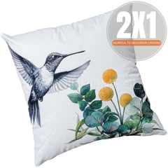 Fundas de Cojín Estampadas Colibrí Grafito Color Interior y Exterior | Mandir Home