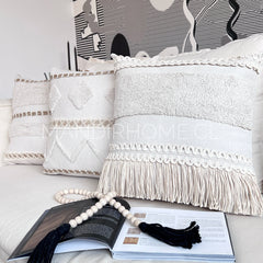 Funda de Cojín Premium Bohemia Yute Paco Cuadrada