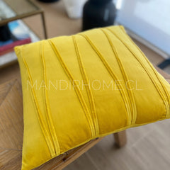 ¡Queda 1! Funda de Cojín Velvet Amarillo Mostaza Aplicación ZigZag