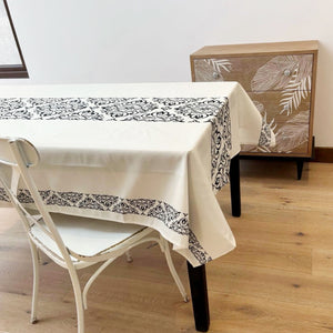 Mantel Rectangular Franja Negro/ Repelente a Líquidos Resistente a Manchas 140x220 cms