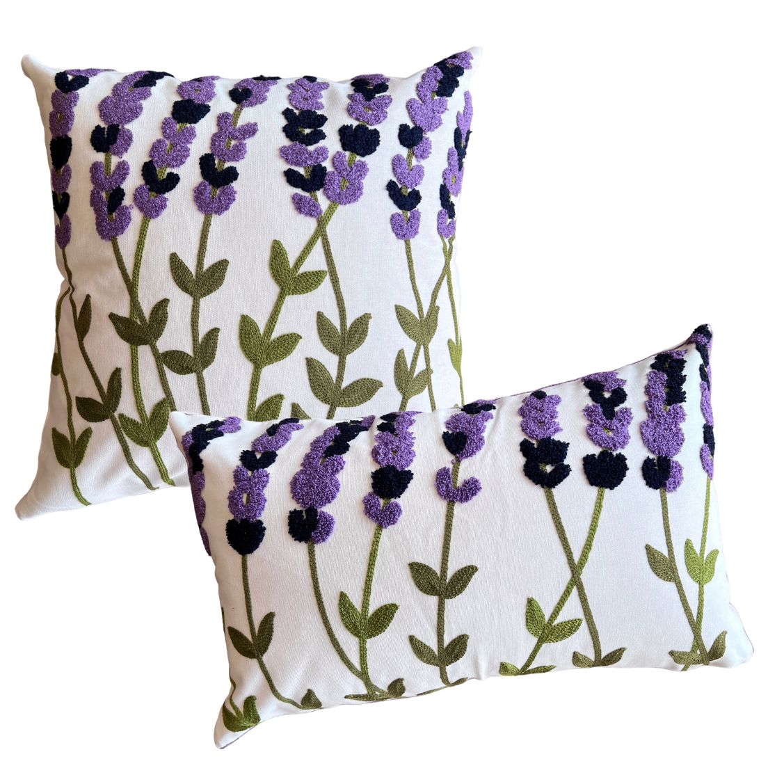 Funda de Cojín Bordado Lavandas Cuadrado