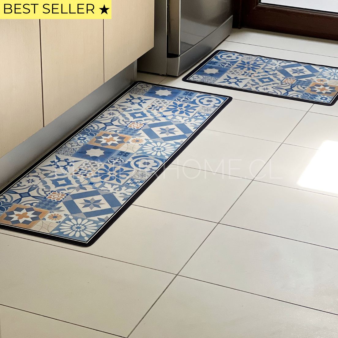 ¡NEW! Set Alfombras de Cocina Azul Estrella Antideslizante y Absorbente