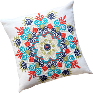 Funda de Cojín Bordado Mandala Multicolor Cuadrada 45x45cms