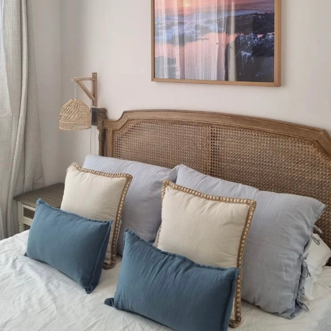 Funda de Cojín Natural Rústico Lino Yute Cuadrada