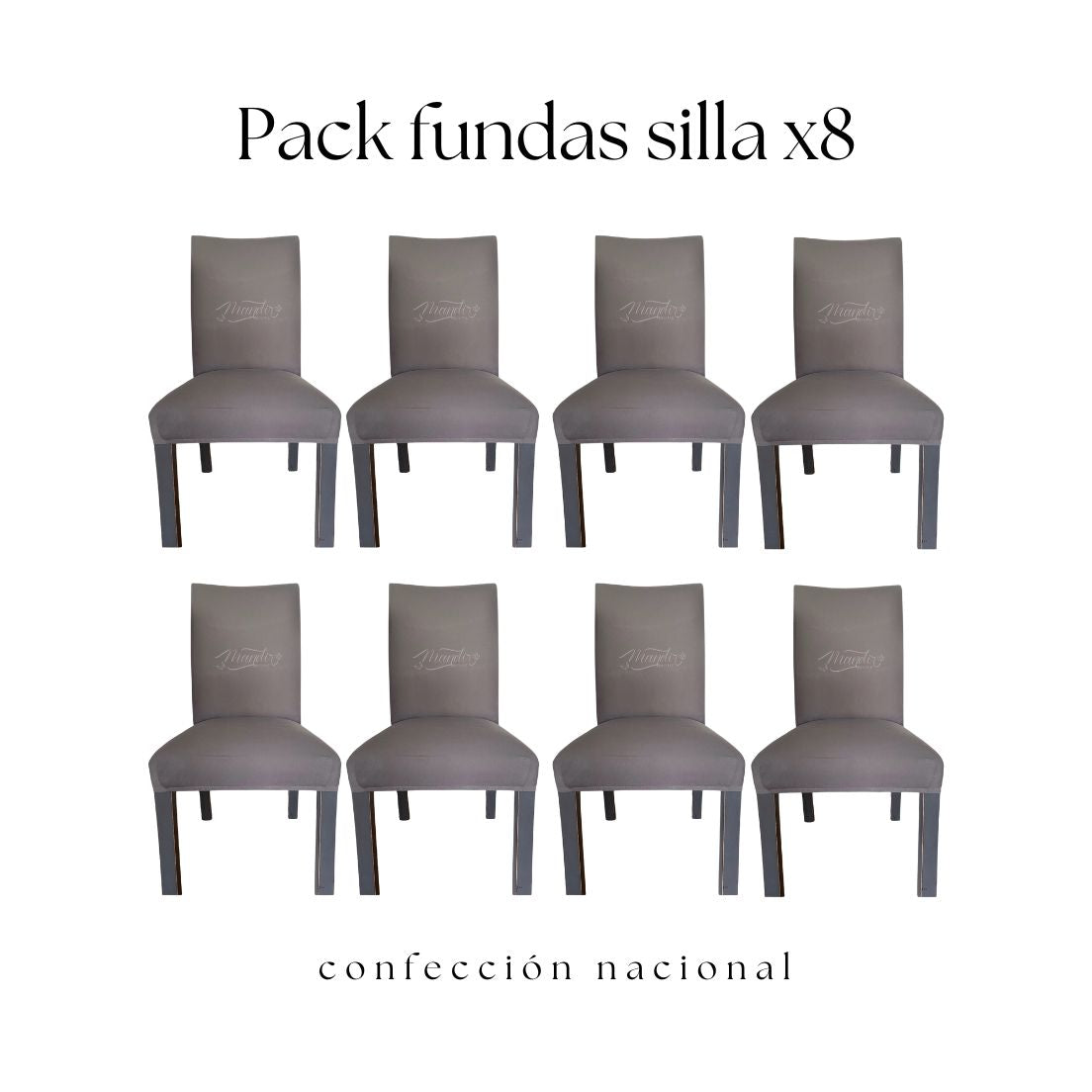 Pack 8 Fundas de Silla Gris/ Confección Nacional
