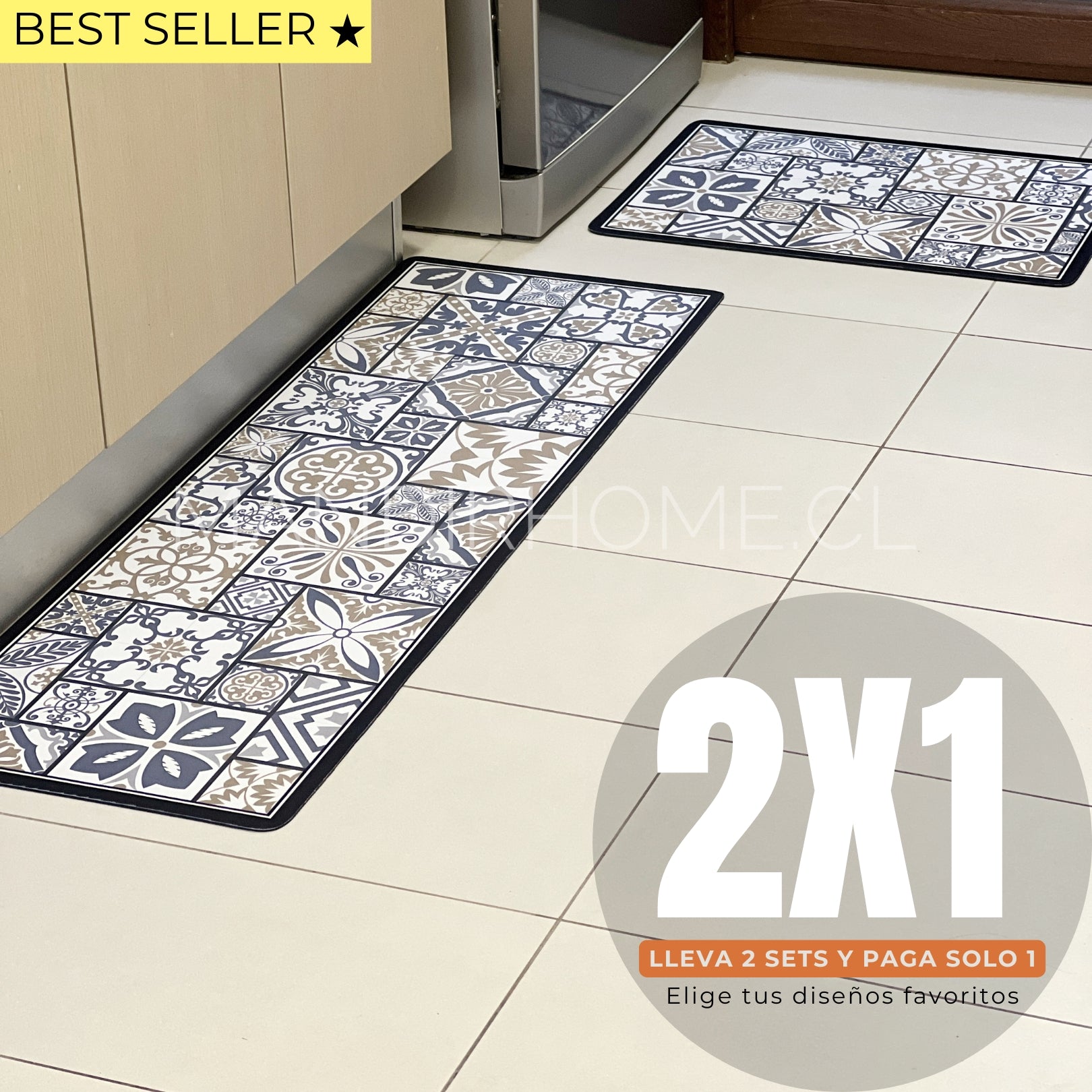 Set Alfombras de Cocina Trigo Antideslizante y Absorbente | Anticharcos y Lavables