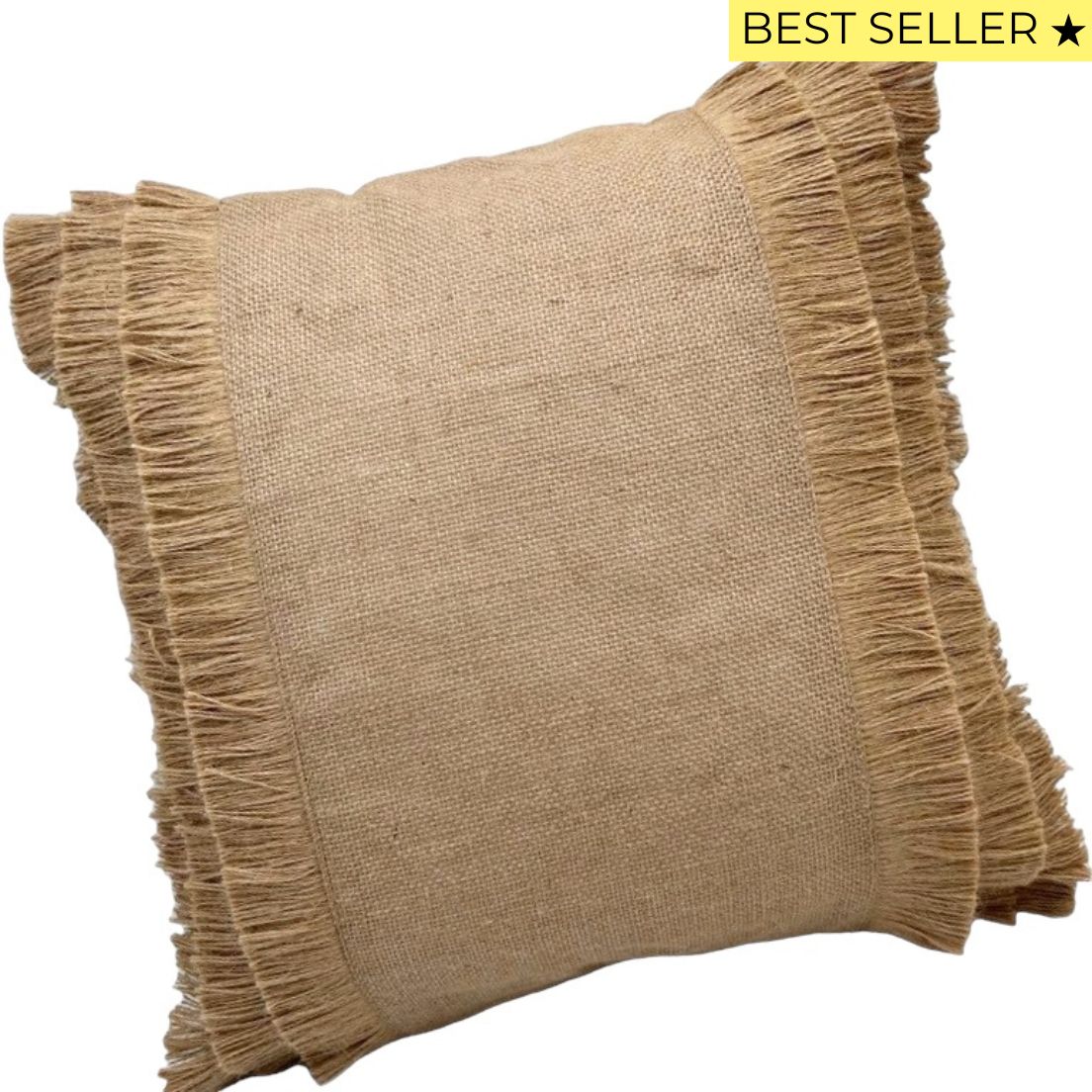 Funda de Cojín Natural Rústico Arpillera Yute Cuadrada