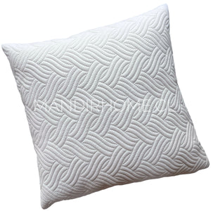 ¡Quedan 4! Funda de Cojín Terciopelo Costuras Trenza Blanco Invierno Cuadrada