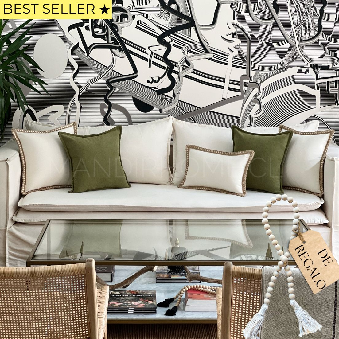 SET 5 FUNDAS PREMIUM LINO YUTE Y PESTAÑA VERDE + REGALO