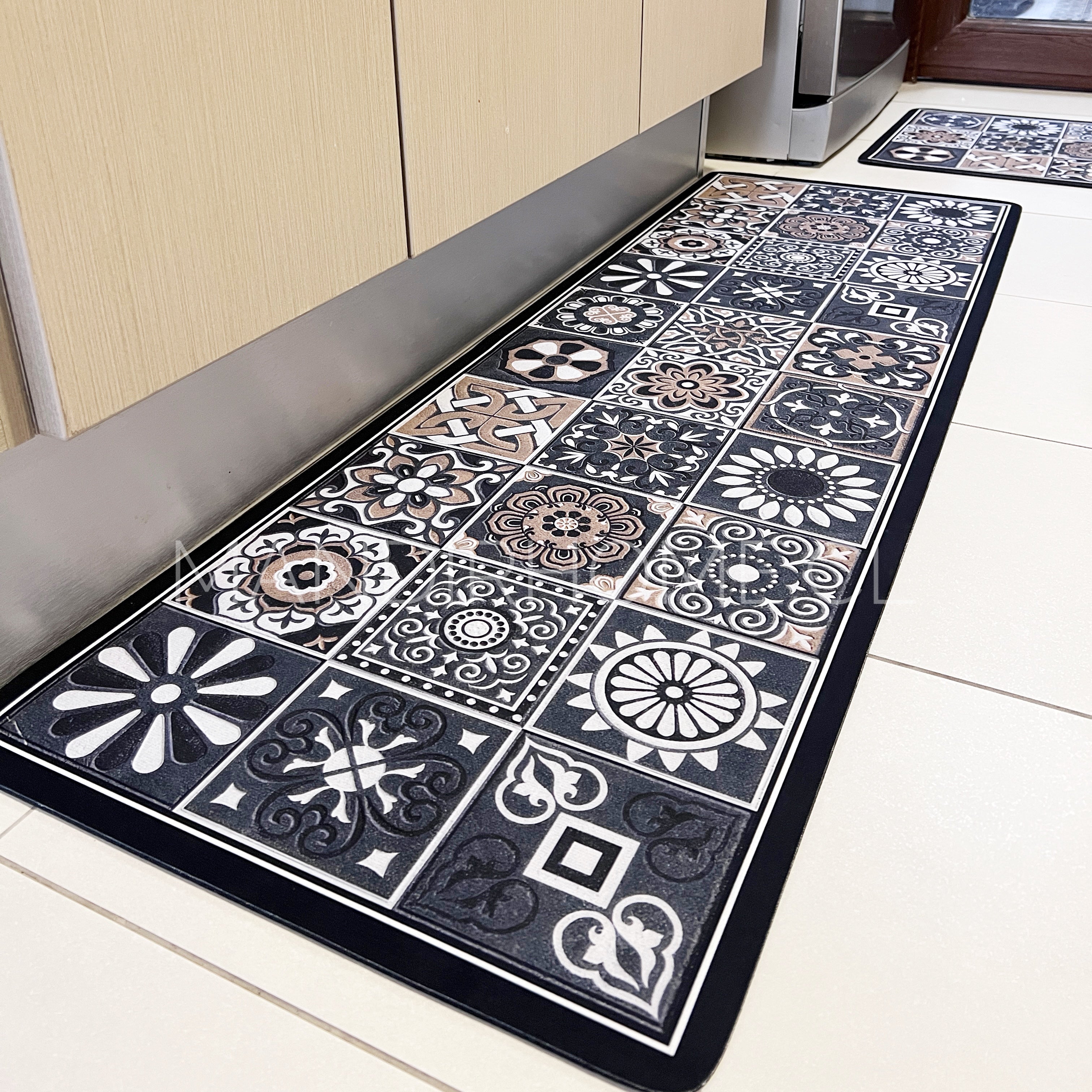 ¡NEW! Set Alfombras de Cocina Café Oscuro Antideslizante y Absorbente