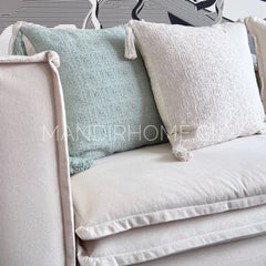 Funda de Cojín Algodón Tejido Rústico Menta Cuadrado