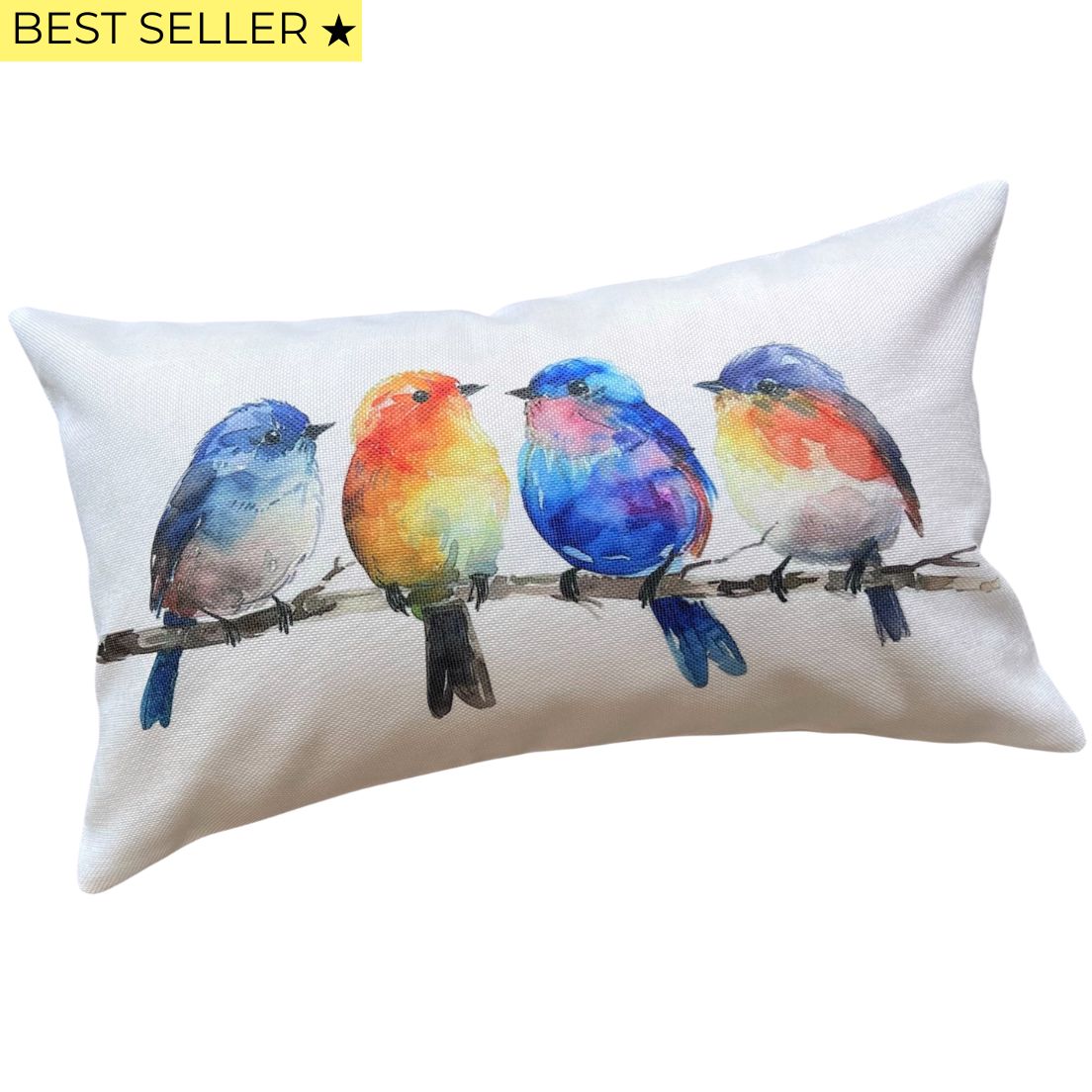 Funda de Cojín Estampada Pajaritos Colores