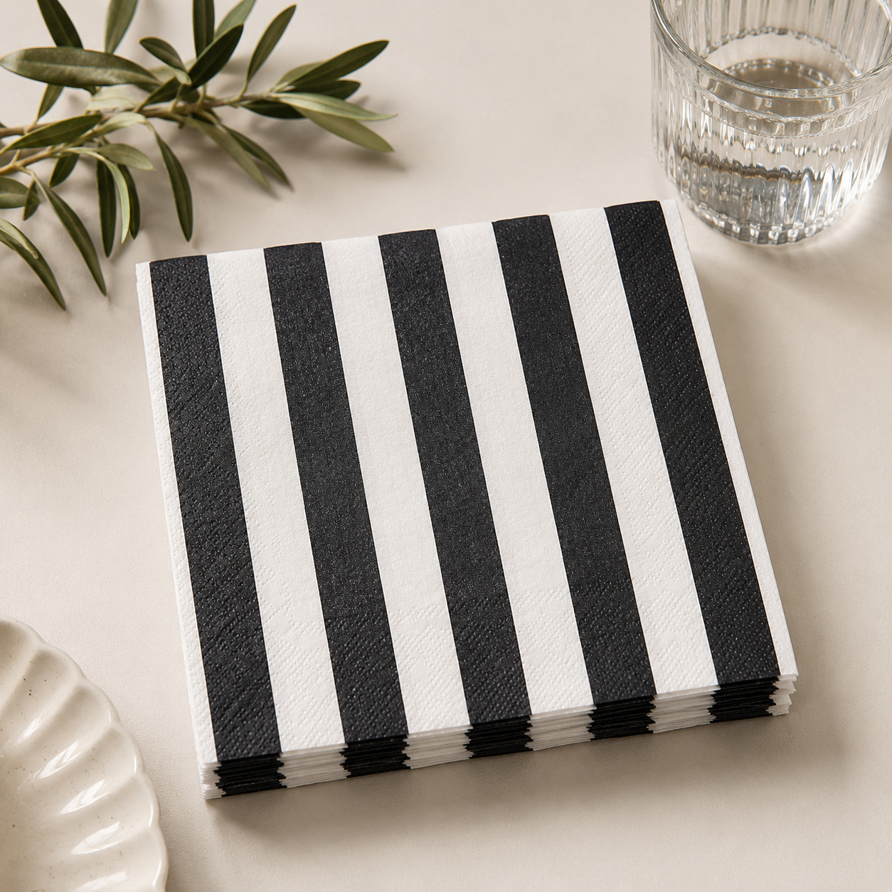 Servilletas Premium Papel · Rayas Negro 20 unidades