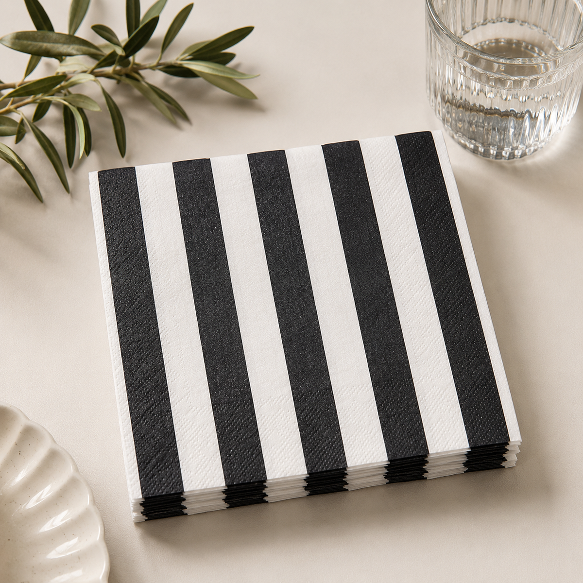 Servilletas Premium Papel · Rayas Negro 20 unidades
