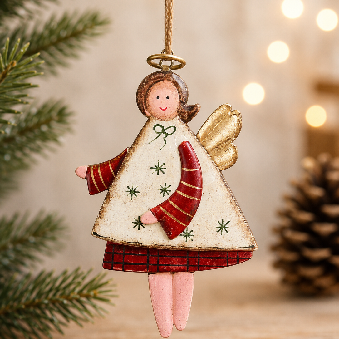 Adorno Navideño Ángel Metálico Crudo| Mandir Home