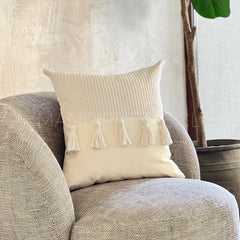 Funda de Cojín Waffle Crudo Cuadrada