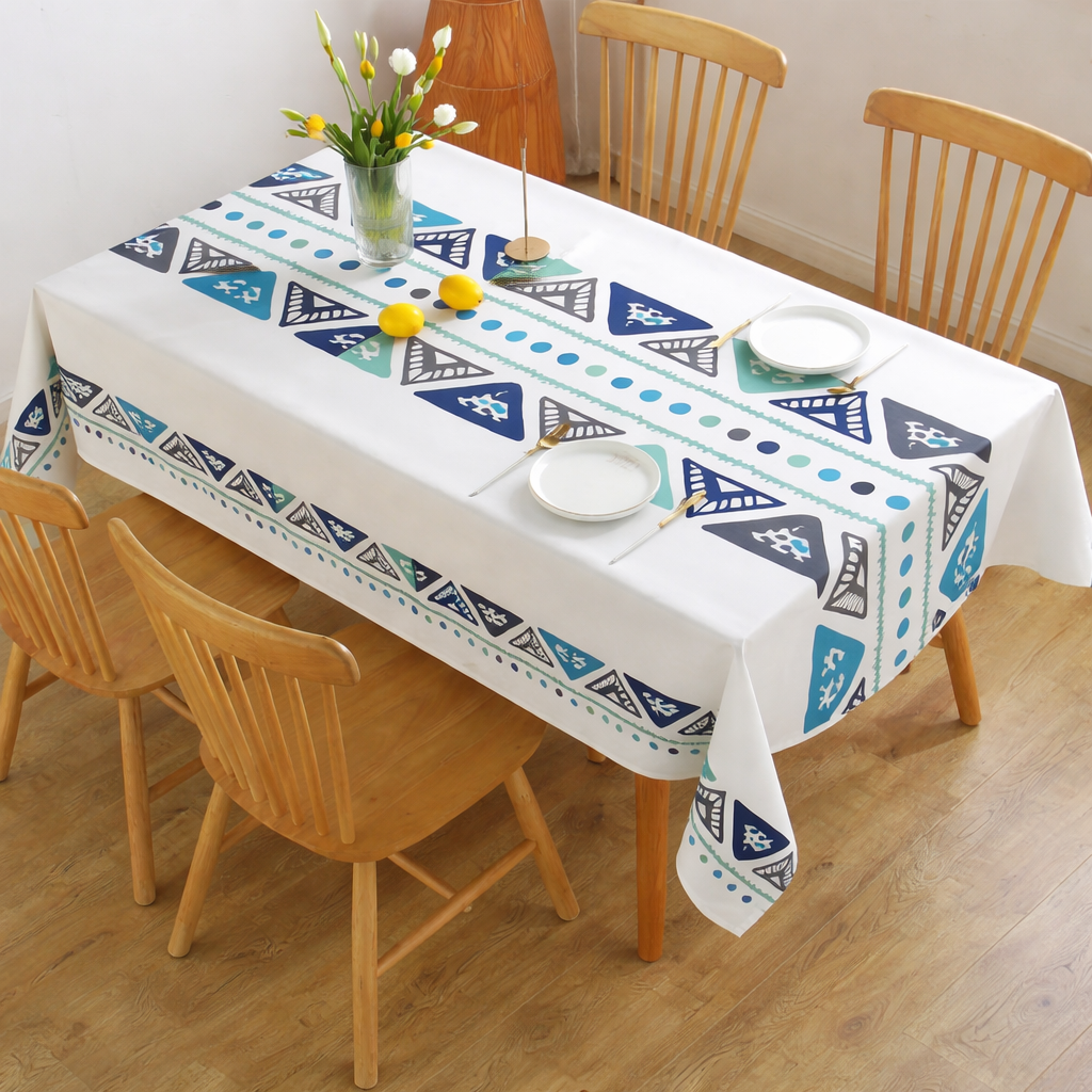 Mantel antimanchas Etnía Azul Menta | lavable y sin plancha