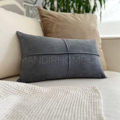 Funda de Cojín Gamuzado MAXI 50x30cms Gris Costuras Rectangular