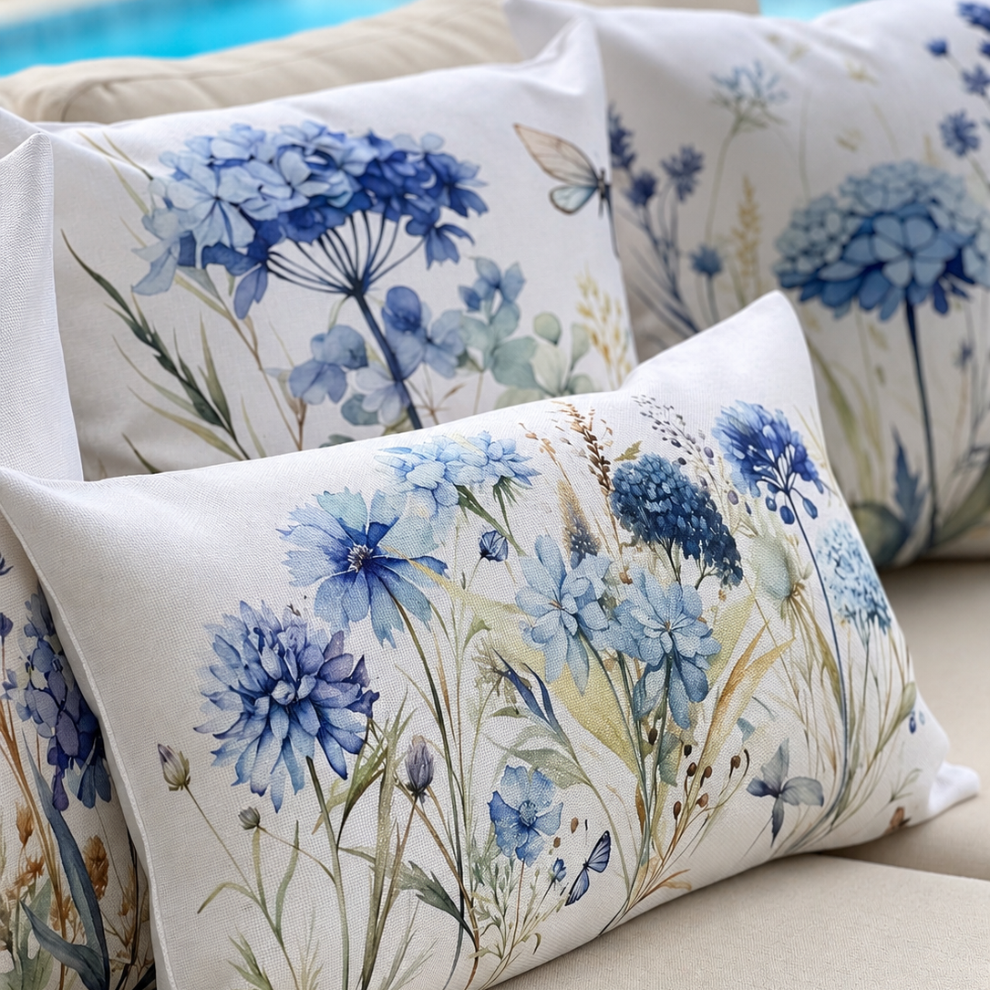 SET 4 FUNDAS ESTAMPADAS - HORTENSIAS  + CUENTA GRATIS