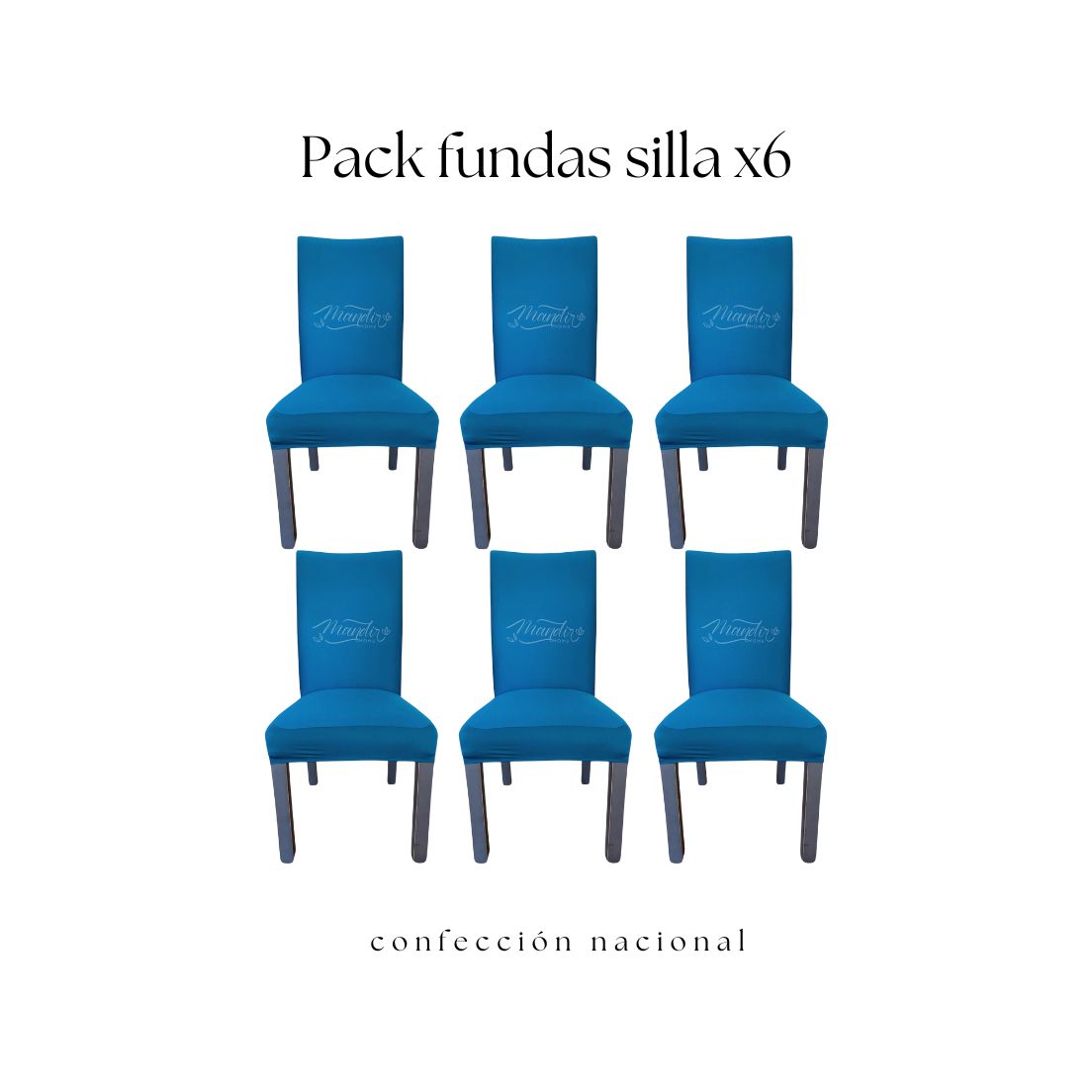Pack 6 Fundas de Silla Turquesa/ Confección Nacional