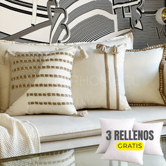 3 FUNDAS RÚSTICAS PREMIUM + RELLENO