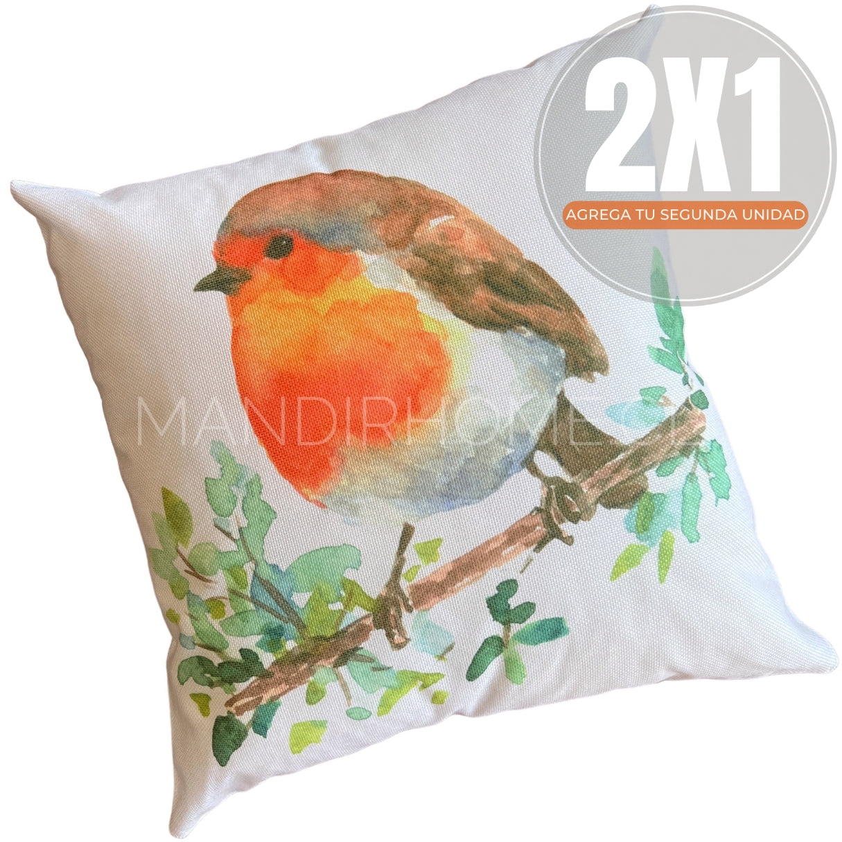 Fundas de Cojín Estampadas Ave Colección Naranja  Interior y Exterior | Mandir Home