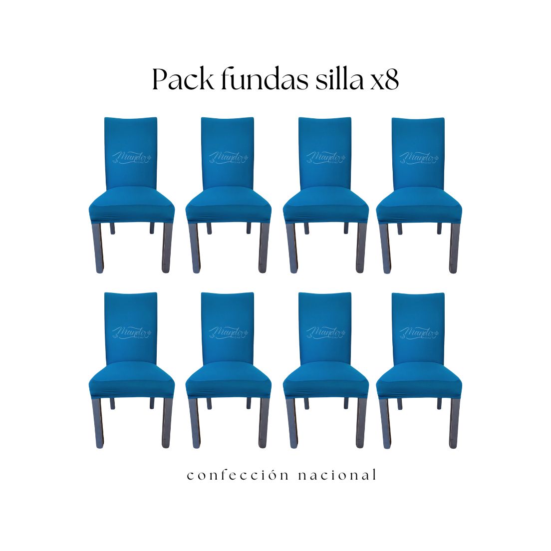 Pack 8 Fundas de Silla Turquesa/ Confección Nacional