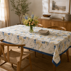Mantel antimanchas Flores Azules | lavable y sin plancha