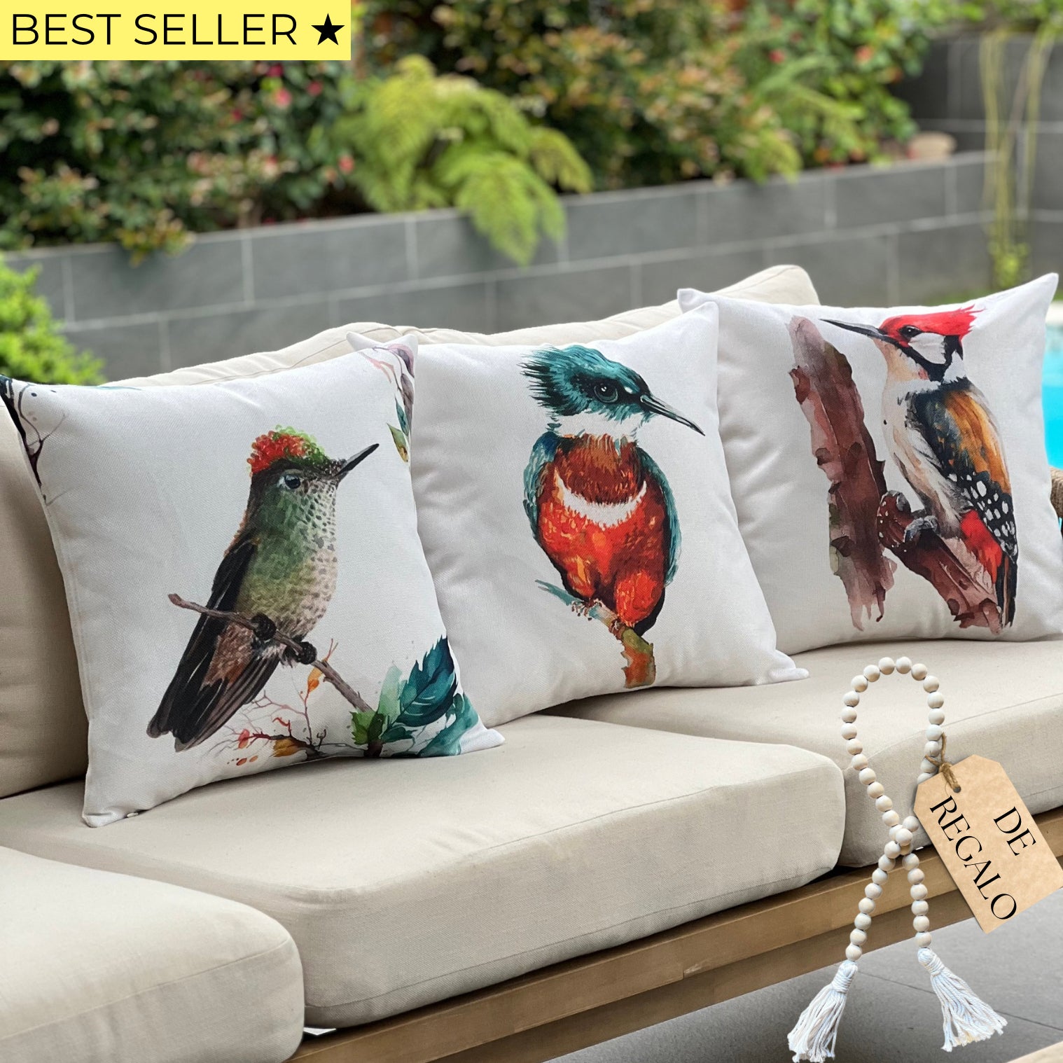 SET 3 FUNDAS ESTAMPADAS - AVES DEL BOSQUE + CUENTA GRATIS