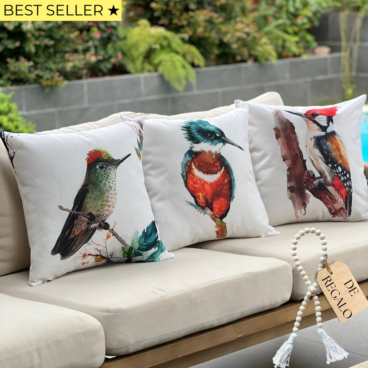 SET 3 FUNDAS ESTAMPADAS - AVES DEL BOSQUE + CUENTA GRATIS