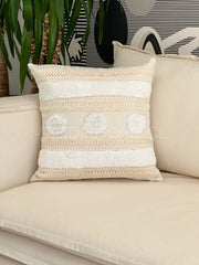 Funda de Cojín Jacinta Tres Pompones Premium Crudo Cuadrada